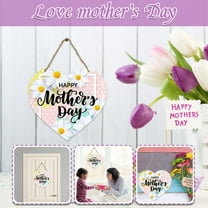 AURIGATE Happy Mother's Day Heart-Shaped Wooden Hanger Decoration Welcome Sign for Front Door Window Office Flower Wreath Hanging Plaque for Party Years of Celebrations