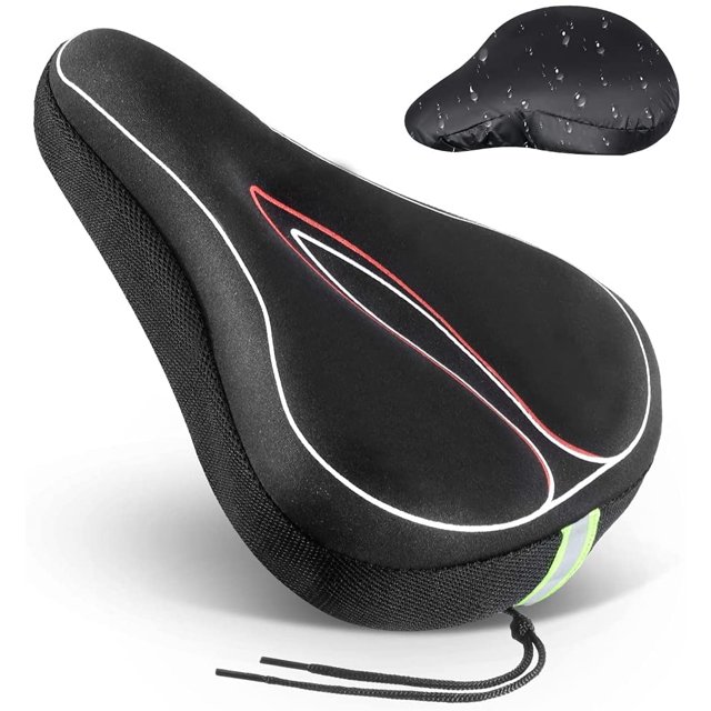 Funda para sillín de bicicleta, funda de espuma viscoelástica para sillín de bicicleta, 18 x 28 cm x 3,5 cm, antideslizante, con tira reflectante para bicicleta de montaña, bicicleta estática, bicicl JAMW Sencillez