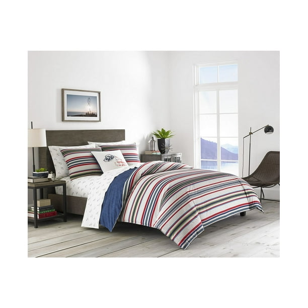 Eddie Bauer 2 Piece Brewster Stripe Reversible Home Comforter/Duvet Set
