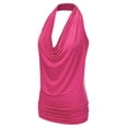 thumbnail image 2 of Doublju Womens Sleeveless Halter Neck Draped Blouse Tops (Female Plus Size Available), 2 of 5