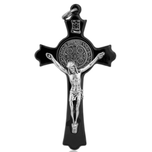 3" St. Benedict Crucifix Pendant with Dark Grey Finish