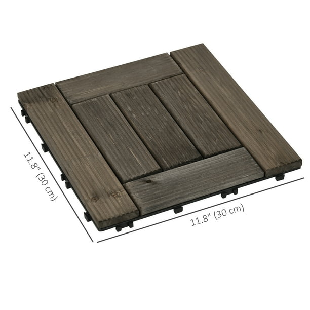 36 Dalles Bois Pour Terrasse Extérieure – Emboîtables, DIY, 12x12 Pouces