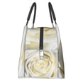 thumbnail image 4 of Vsdgher White Rose Print Insulated Reusable Bags with Sturdy Zipper and Handles, Foldable Totes for Hot or Cold Food Bring or Delivery, 4 of 8