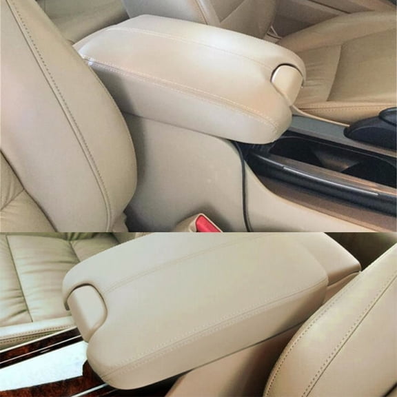 Beige PU Leather Center Console Armrest Box Lid Cover For Honda Accord 2008-2012