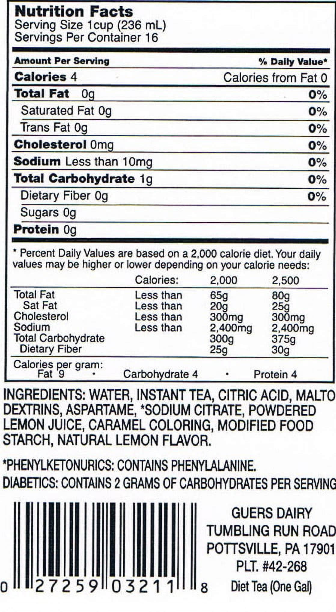 Guers Tumbling Run Dairy Diet Iced Tea 1 Gallon