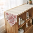 thumbnail image 4 of Pink Thanksgiving Table Runner Linen Burlap Table Runner 36 Inches Small Fall Mushroom Maple Leaves Plants Dresser Scarves for Kitchen Island Coffee Dining Room Party Holiday Decoration 13"x36", 4 of 8