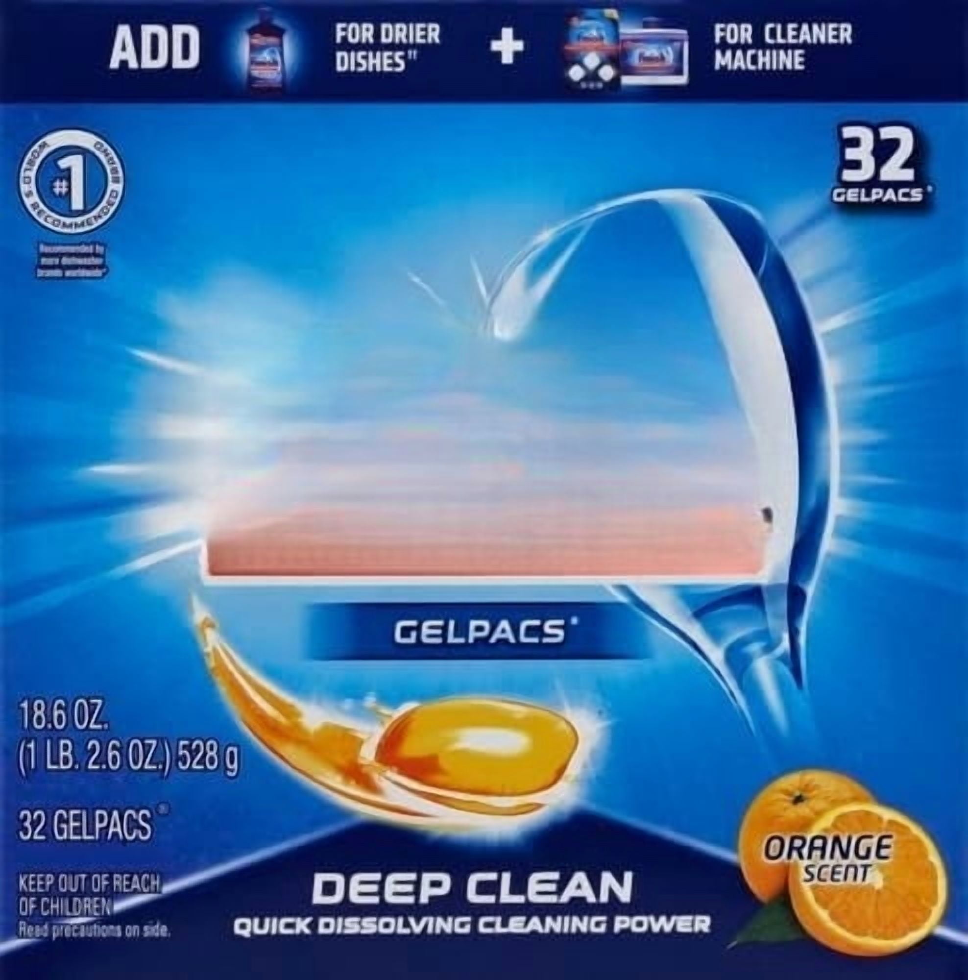 Gelpacs Dishwasher Detergent, Orange Scent, 32 Count