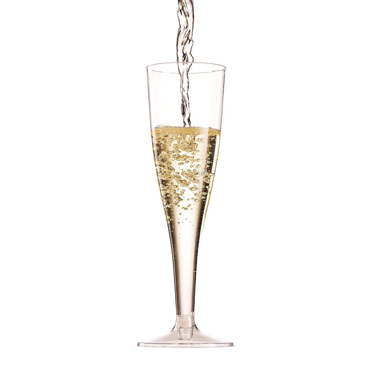 100 Pack Plastic Champagne Flutes, 5 Oz Clear Plastic Toasting Glasses,  Disposable Wedding Party Cocktail Cups 