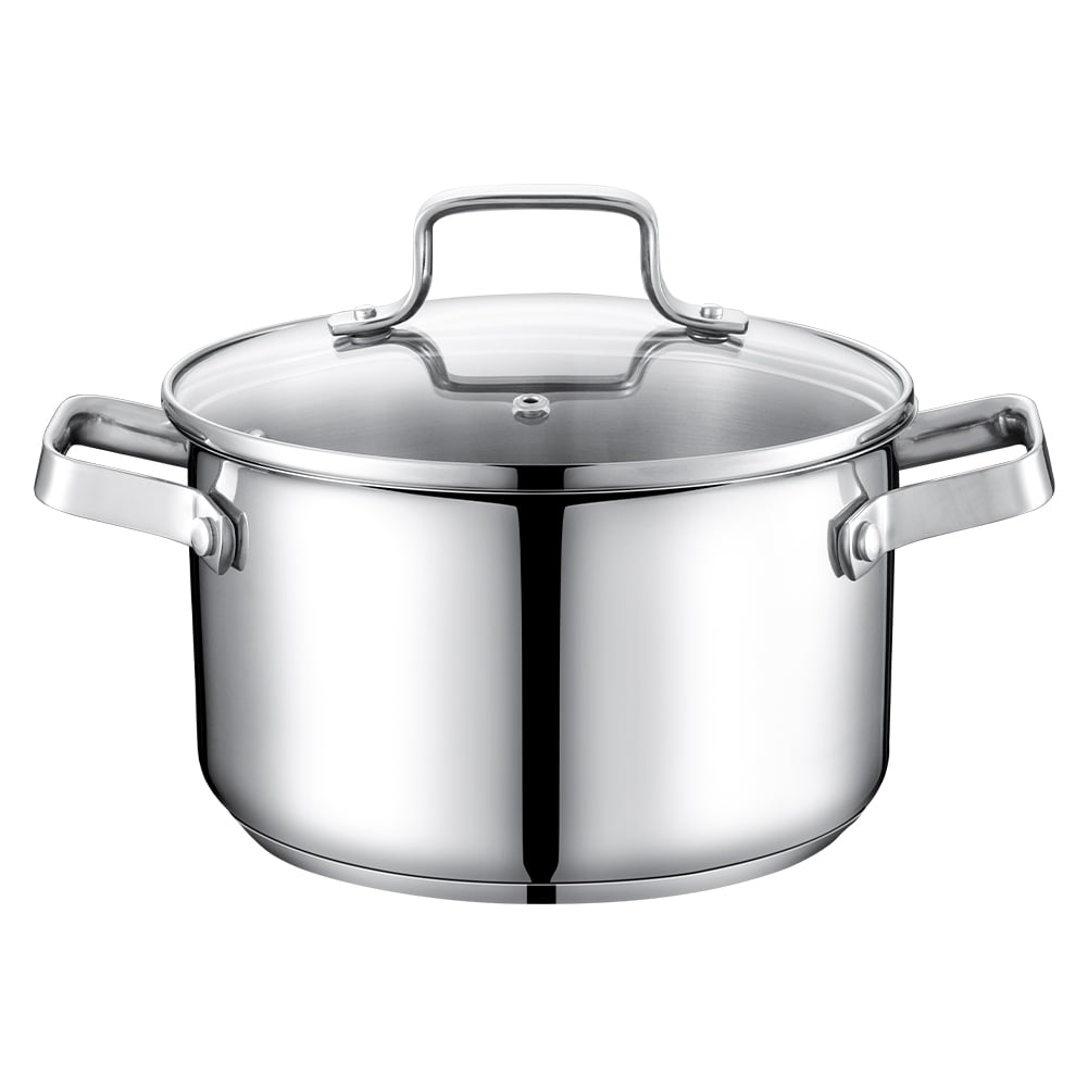 4 and 5 Quart Saflon Stainless Steel Tri-Ply Bottom Saute Pot with Glass Lid 
