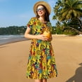 thumbnail image 4 of Fotbe Dancing African Women Vestido Largo de Moda para Mujer, Vestido Tipo Camiseta con Manga Corta y Estilo Casual a Rayas y Bloques de Color, 4 of 6