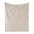 thumbnail image 1 of Beige Soft Flannel Fleece Throw Blanket, Swirling Leaves Motifs Regular Curved Baroque Floral Design Retro Old World in Mod Art, Cozy Plush for Indoor and Outdoor Use, 50" x 70", Beige, by Ambesonne, 1 of 5