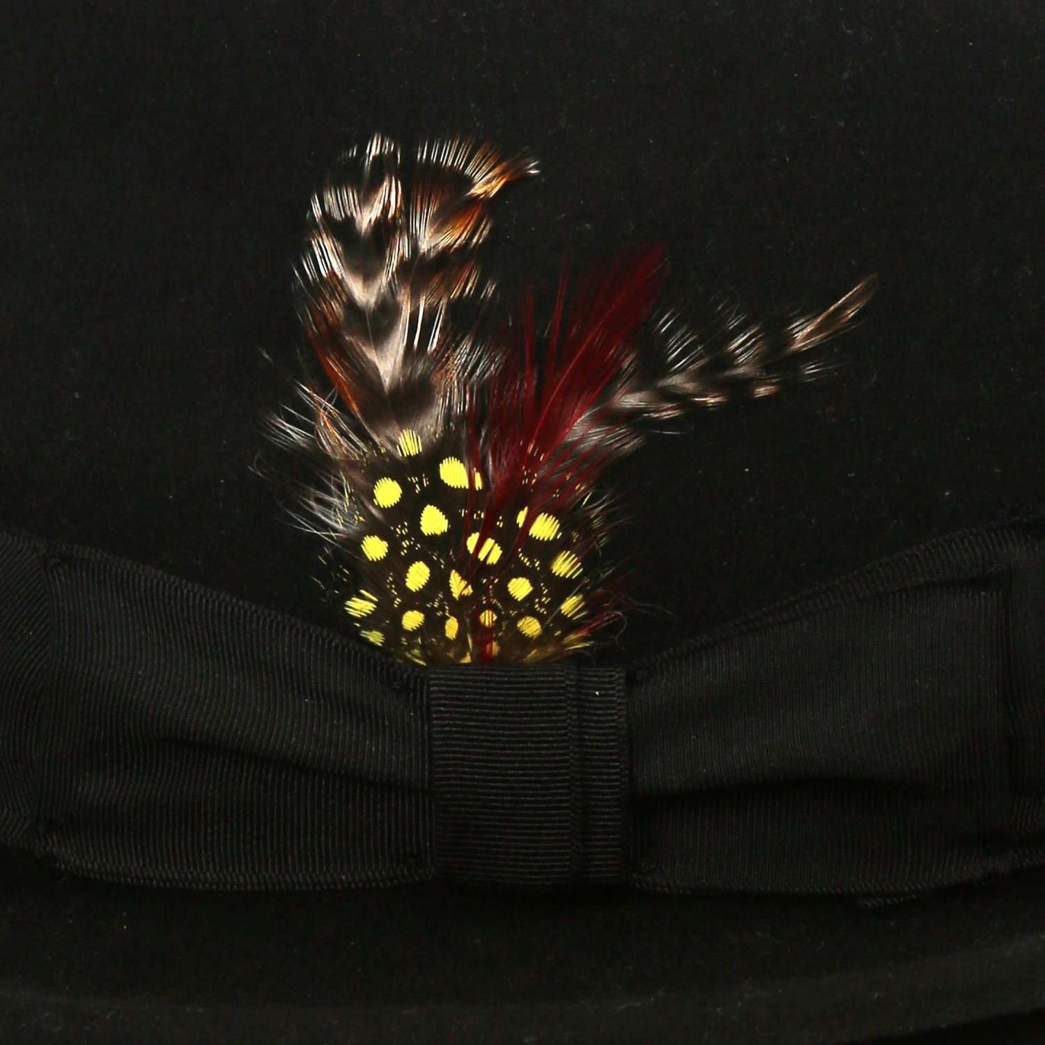 Ferrecci Black Wool Crushable Fedora with Removable Feather  display picture 1