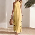 thumbnail image 6 of Lmueinov Women's High Neck Sleeveless Maxi Dress, Side Button Slit Loose Flowy Long Dress for Beach Vacation Casual Wear S-2XL, 6 of 7