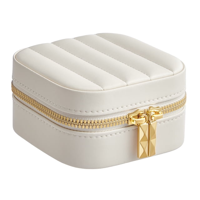 SONGMICS HOME Organizador Joyas de Viaje PU con Espejo 15x10x5cm