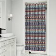thumbnail image 2 of Small Stall Narrow Shower Curtain 36"W x 72"L – Tropical Bohemian Leaves, Mid-Century Abstract Boho Botanical Bathroom Decor, Vintage Floral Palm Leaf Pattern, Rustic Tribal Folk Style, 2 of 4