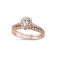 thumbnail image 2 of His Her Wedding Ring Set 3 Piece Engagement Rings Rose Gold Halo Cz Wedding Ring Set Women's 8 Men's 12, 2 of 5