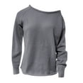 thumbnail image 4 of Duoif Sweaters for Women Trendy Women Casual Long Sleeve Fall Sweaters Crew Neck Solid Color Knitted Oversized Pullover Loose Fit Jumper Women's Sweaters Womens Tops Grey L, 4 of 4