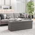 thumbnail image 2 of Giantex 43” Folding Storage Ottoman Bench, Linen End of Bed Bench w/Padded Seat, Pocket & Divider, Foot Stool Footrest Storage Chest, Grey, 2 of 8