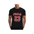 thumbnail image 1 of Men's Casual Psalm 23:9 Graphic T-Shirt - Short Sleeve, Round Neck, Black with Red & White Print, Perfect for Summer Sports & Leisure Activities, 1 of 7