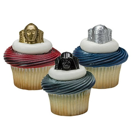 24 Star Wars Darth Vader Cupcake Cake Rings Birthday Party Favors Toppers