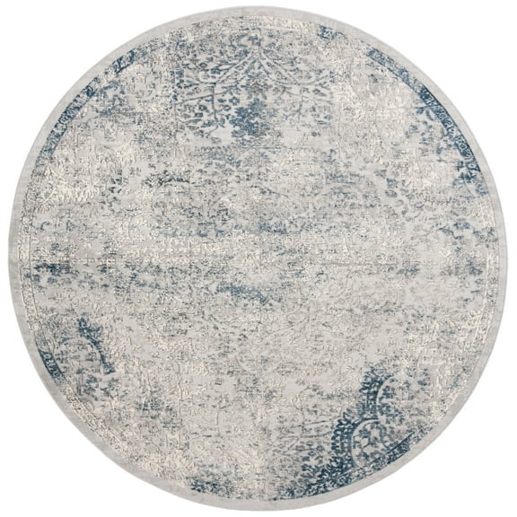 SAFAVIEH Invista Averill Abstract Vintage Area Rug, Grey/Blue, 6'7" x 6'7" Round