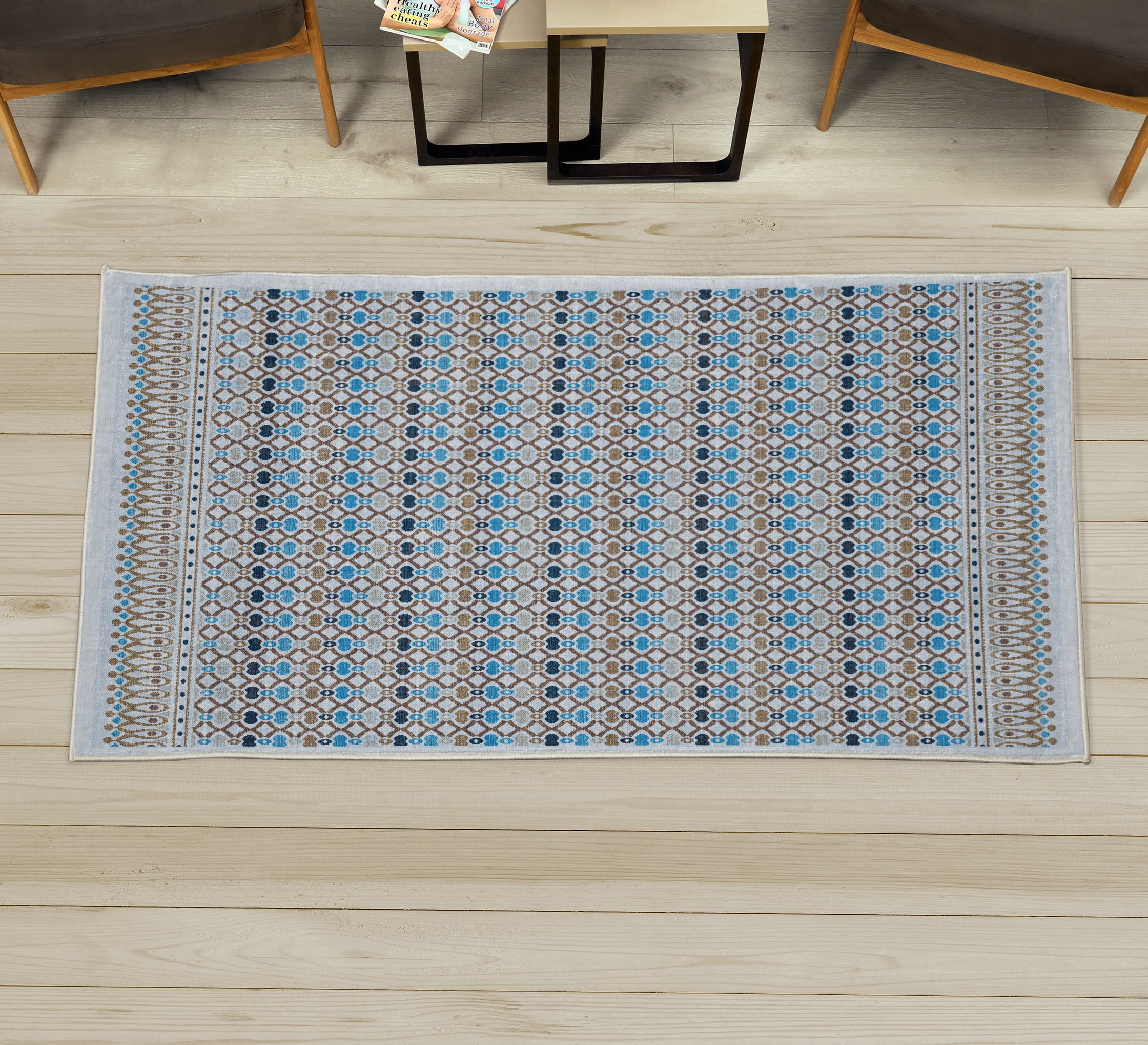 Ethnic Decorative Rug, Tribal Style Abstract Mesh Pattern of Oval Grid ...