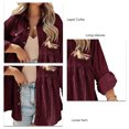 thumbnail image 4 of Camisa Dobladillo Con Volantes Manga Larga Color Sólido Con Botones Cuello De Solapa Mujer Top De Maternidad Vino Rojo M, 4 of 5