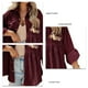 thumbnail image 4 of Camisa Dobladillo Con Volantes Manga Larga Color Sólido Con Botones Cuello De Solapa Mujer Top De Maternidad Vino Rojo M, 4 of 5