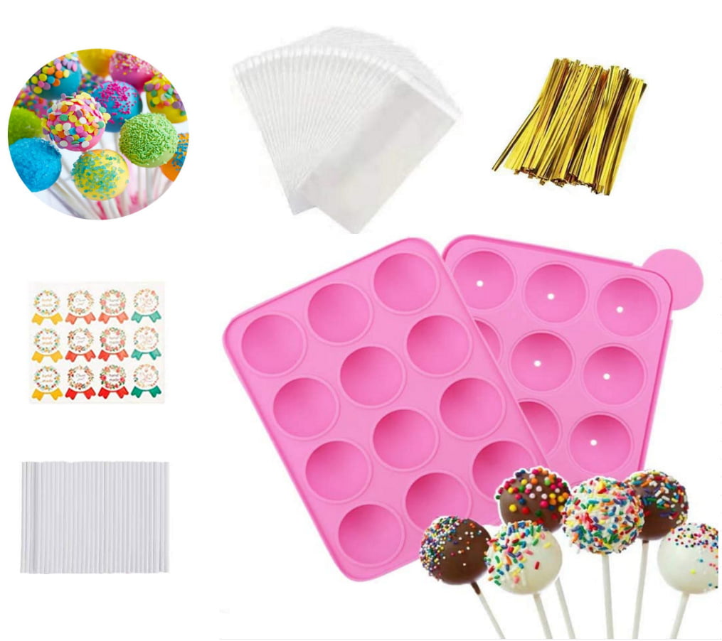 Silicone Cake Pop Kit 8 Cavity Round Mold Kit with 25 Lolly Pop Sticks Baking 