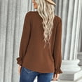 thumbnail image 3 of Blusa De Manga Larga Con Cuello En V, Blusa De Manga Larga De Moda Para Mujer, Elegante, Cómoda, Con Estampado De Puntos, Orillo Fibroso, Color Puro Para Dama Para Citas Para El EOTVIA Color Caramelo L, 3 of 6