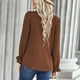 thumbnail image 4 of Blusa de manga larga con cuello en V, blusa con orillo fibroso, blusa de manga larga con botones en V, blusa de manga larga a la moda para mujer, rendimiento inigualable, 4 of 6