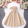 thumbnail image 6 of AINIYS Girls A-Line Dress With Round Neck And Hidden Zipper Closure Flowy Skirt For Party Wedding And Formal Occasion Khaki 9-10 Years, 6 of 7