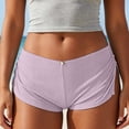 thumbnail image 6 of oelaio Low Rise Booty Shorts Micro Mini Pajamas Shorts for Women Cute Boy Short Side Slit Ruched Lounge Pj Bottoms Purple M, 6 of 7