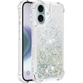 thumbnail image 3 of Case for iPhone 16 Plus Case Glitter Bling Liquid Cute Clear Phone Case,Floating Quicksand Shockproof Protective Bumper Soft TPU Cover for iPhone 16 Plus 6.7 inch Love Sliver YB, 3 of 14