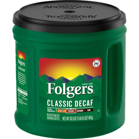 Folgers Classic Decaf Ground Coffee, Medium Roast, (The Best Decaf Coffee)
