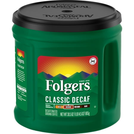 Folgers Classic Decaf Ground Coffee, Medium Roast, (Best Decaf Ground Coffee)