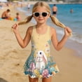 thumbnail image 3 of DISNIMO Bunny Daisy Print Girls One Piece Swimsuit Easter Egg Printed Sleeveless Skirted Bathing Suit Soft Stretch Swim Dress Size 3-13T, 3 of 8