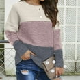 thumbnail image 2 of Lovskoo Sweaters for Women Casual Trendy Color Matching Pullover Long Sleeve Round-Neck Sweater Pink, 2 of 5