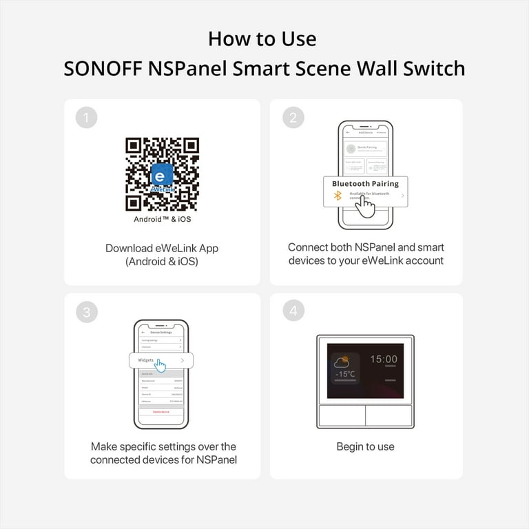 SONOFF NSPanel Smart Wall Switch Work with Alexa & Google Home Assistant,2- Switch Panel Smart Home Control,Touchscreen Control,Programmable Smart  Temperature Function 