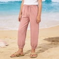 thumbnail image 5 of ZHOGXU Exquisite Elastic Waist Drawstring Solid Color Jogger Kids Pants For Girls All Season Suitable, 5 of 6