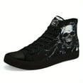 thumbnail image 6 of Coolcustomize Men's Gothic Skull Print High-Top Sneakers - Black Casual Streetwear Shoes with Lace-Up Closure, Breathable Fabric Upper Boots Trendsetting Footwear, Bold Graphic Design Casual Shoes, 6 of 10