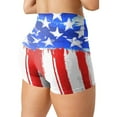 thumbnail image 3 of SHOPESSA Fashion Womens High Waist July 4th Independence Day American Flag Printed Cross Workout Short Womens Yoga Short Pants L, 3 of 6