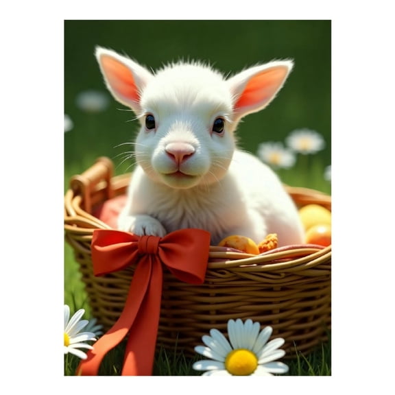 Diamond Art Kits for Adults - Modern Bunny White Print No.198 5D Frameless Dimond Painting Kit for Adults Beginner, Round Diamond Kits for Home Wall Decor, Gift for Women