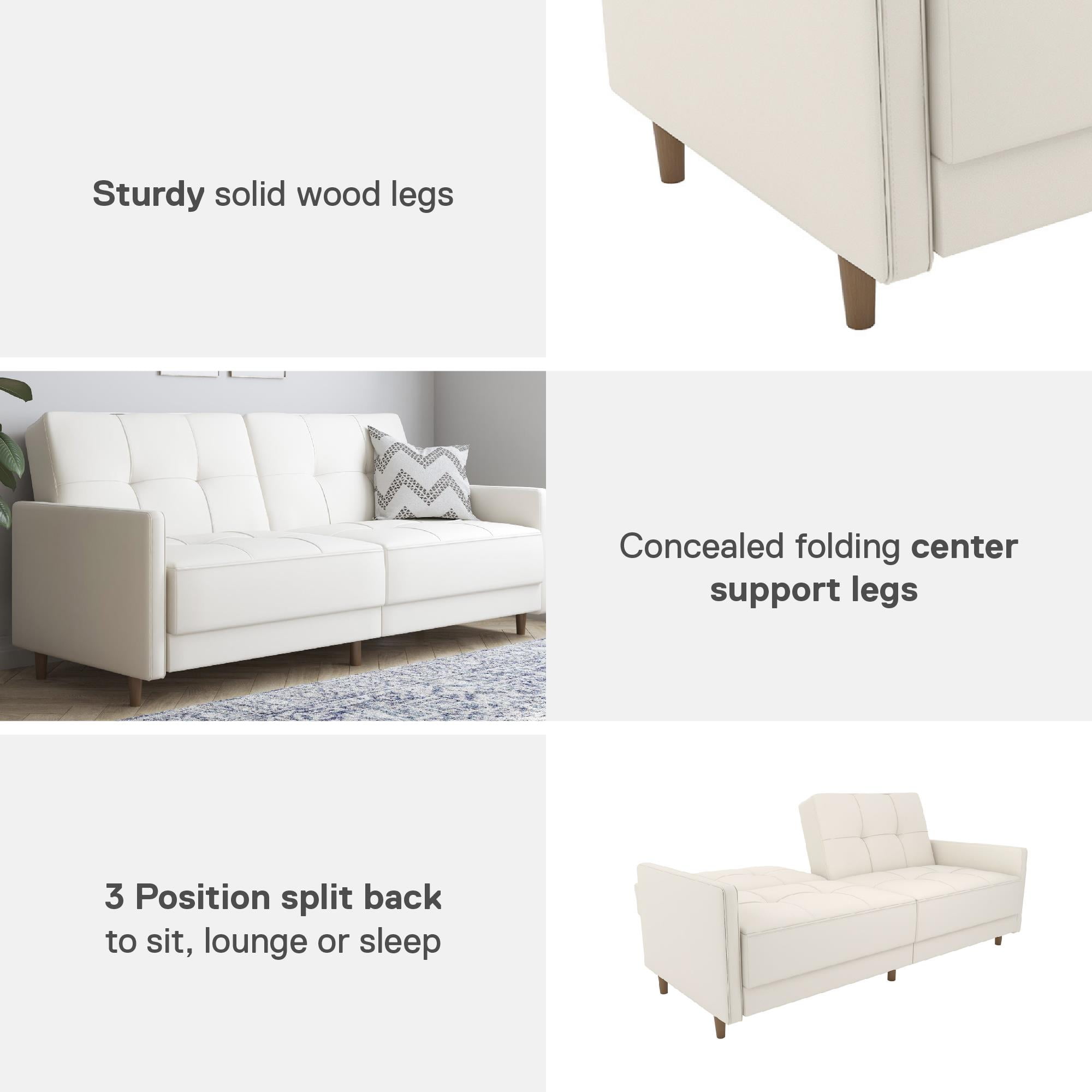 DHP Andora Coil Futon, White Faux Leather
