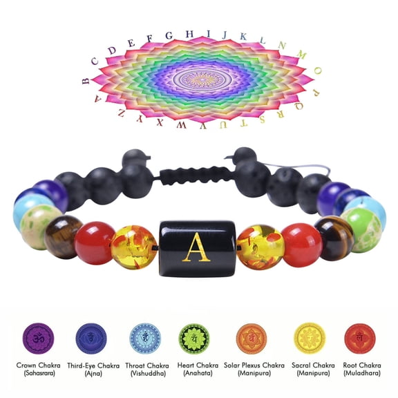 YYKihy Fashion Creative Seven-color Rainbow Seven Chakra Bracelet Adjustable Bracelet Yoga Bracelet