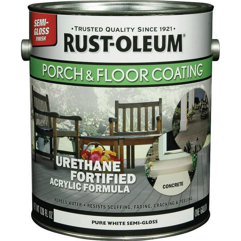 RUST-OLEUM 248169 Porch and Floor Coating, Pure White, Semi-Gloss, 1