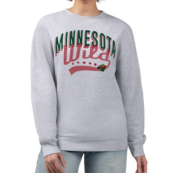 Women's G-III 4Her by Carl Banks  Heather Gray Minnesota Wild Filigree Team Graphic Fleece Pullover Sweatshirt