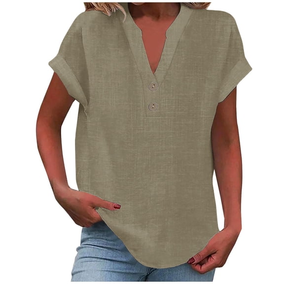 Blouses for women dressy casual Linen Soft Clothing M Beige womens blouses