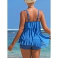 thumbnail image 5 of Charmo Tankini Swimsuits for Womens Ruffled Layer Two Piece Bathing Suit V Neck Swimwear with Shorts, 5 of 6