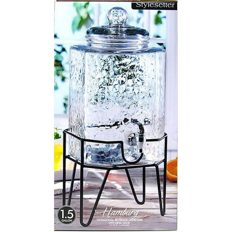 Better Homes & Gardens BH2000027548001 Clear 1.5 Gallon Glass Beverage Dispenser with Wood Lid